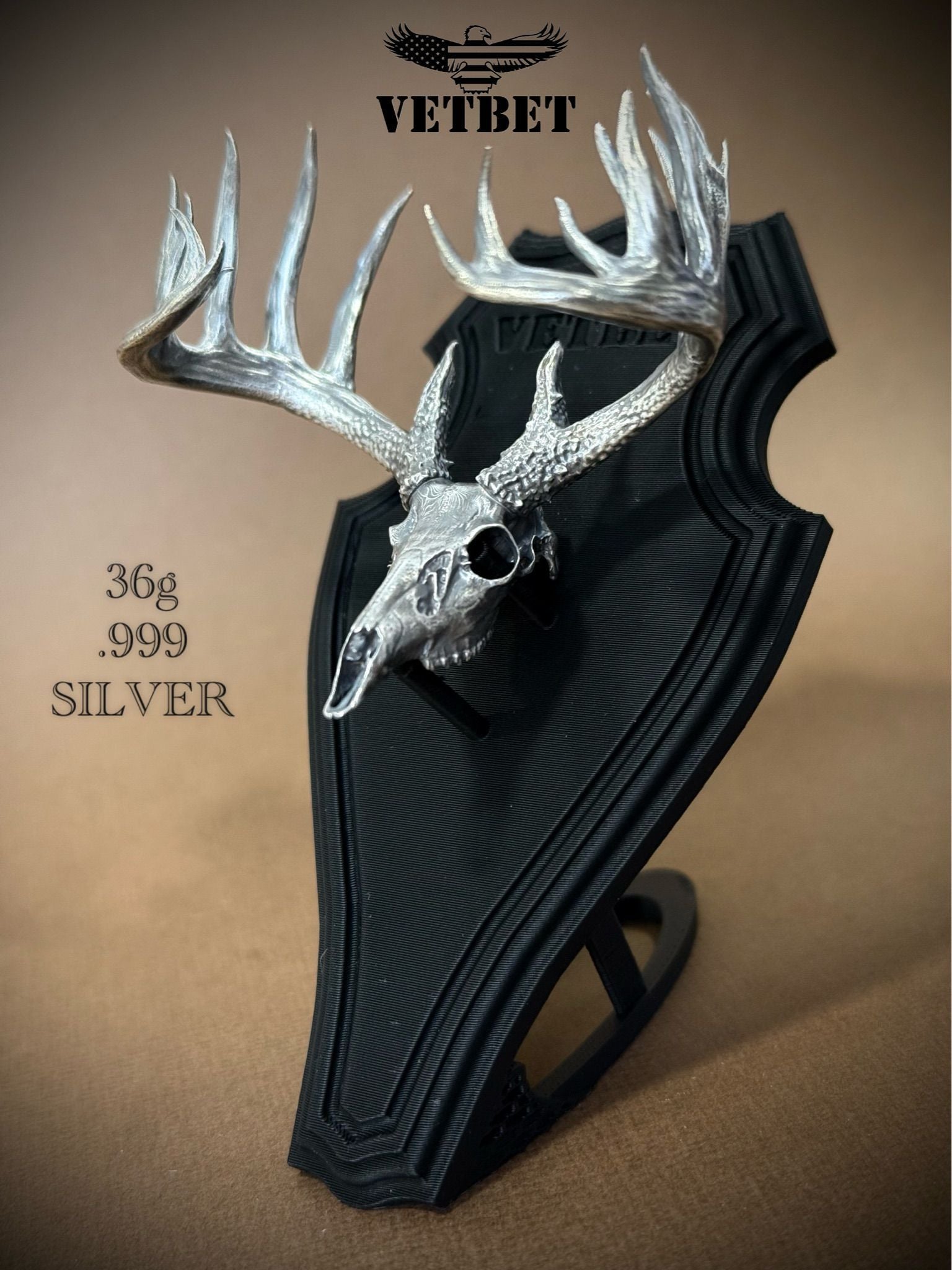 Trophy Whitetail Buck Deadhead - .999 Silver