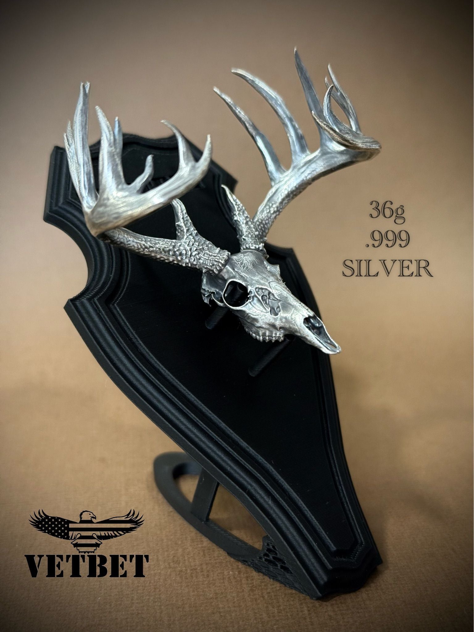 Trophy Whitetail Buck Deadhead - .999 Silver