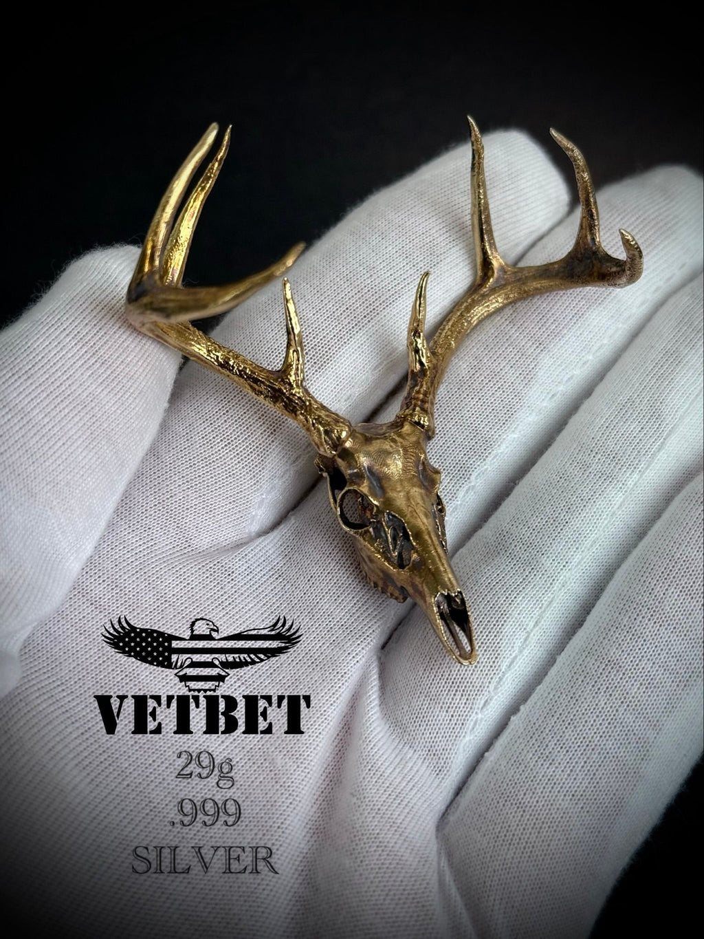 Toned Whitetail Buck Deadhead - .999 Silver