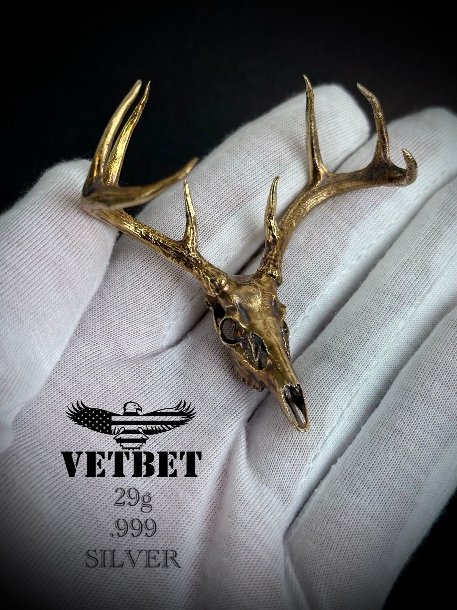 Toned Whitetail Buck Deadhead - .999 Silver