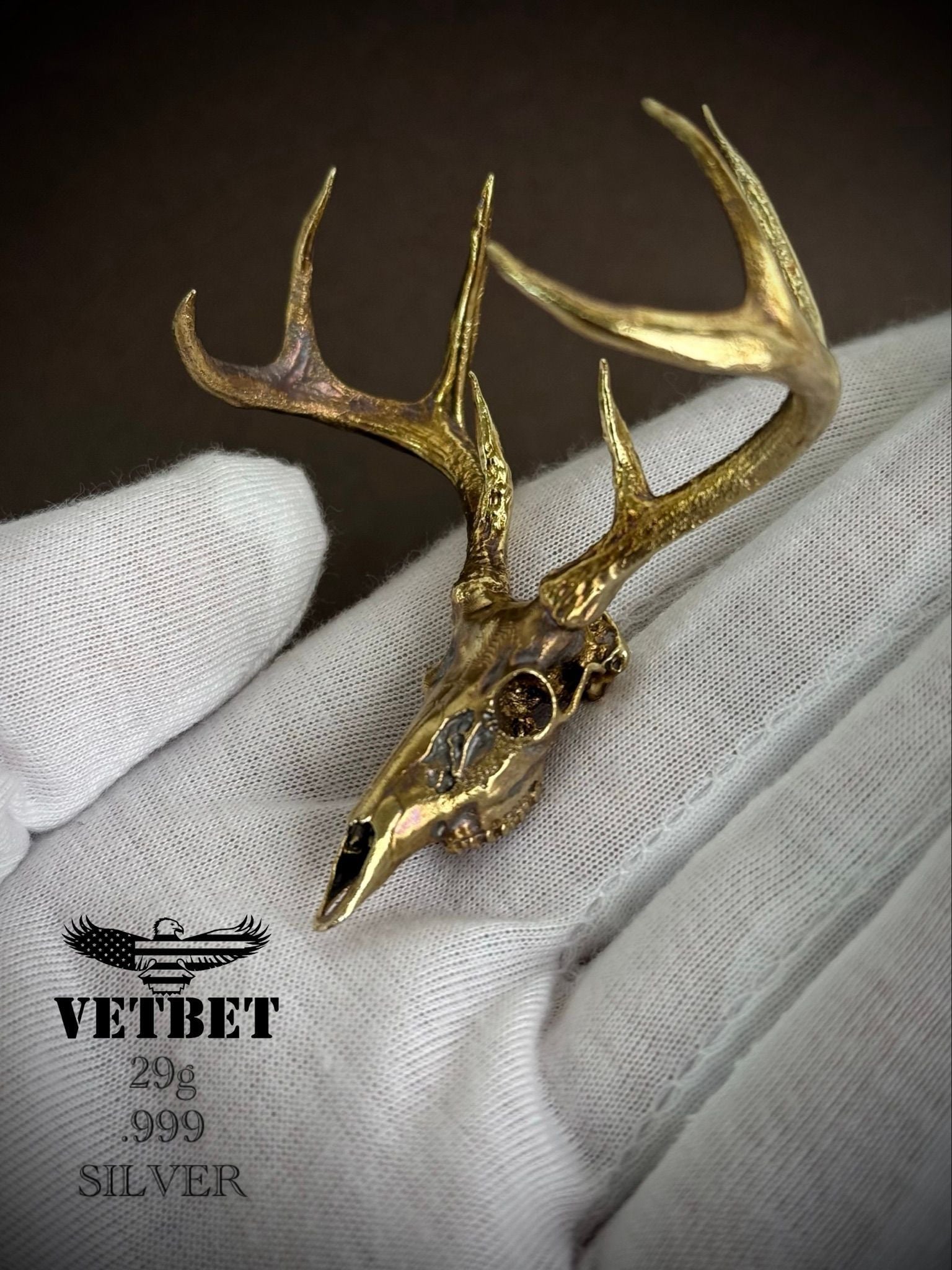 Toned Whitetail Buck Deadhead - .999 Silver