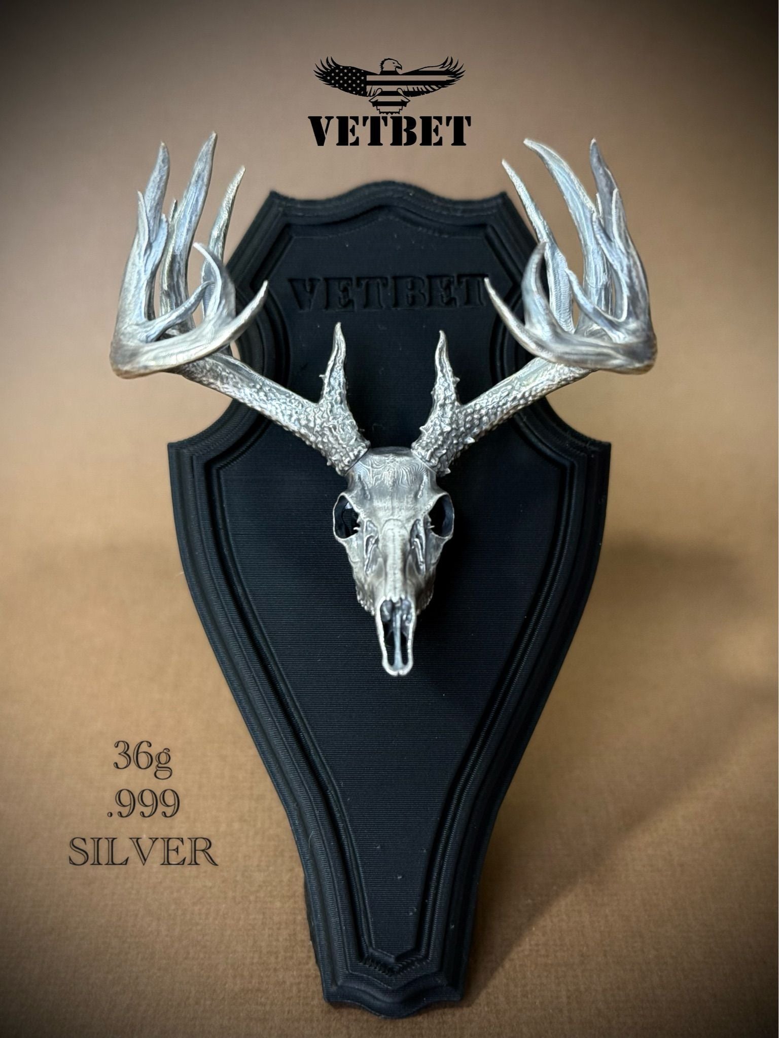 Trophy Whitetail Buck Deadhead - .999 Silver