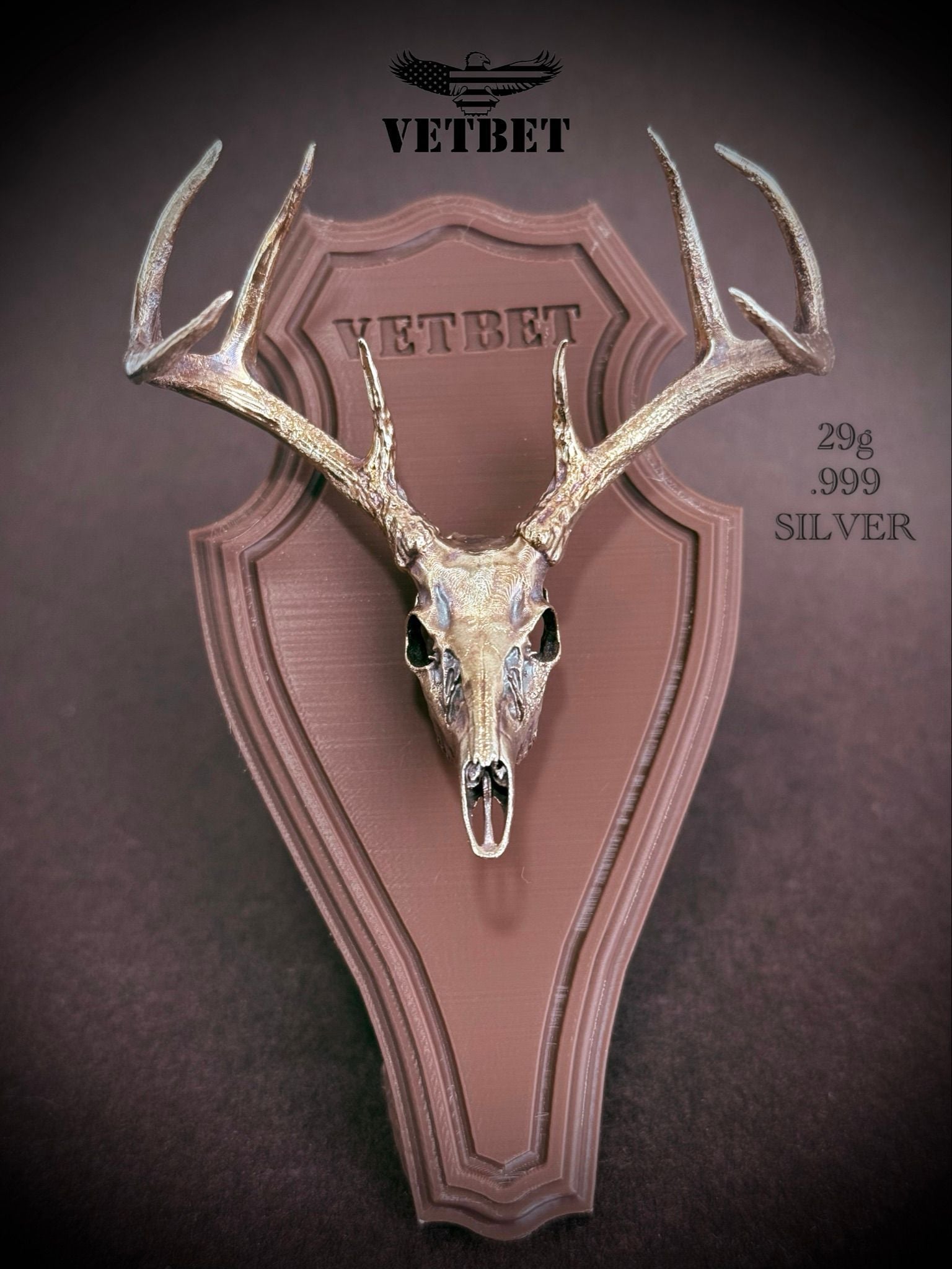 Toned Whitetail Buck Deadhead - .999 Silver
