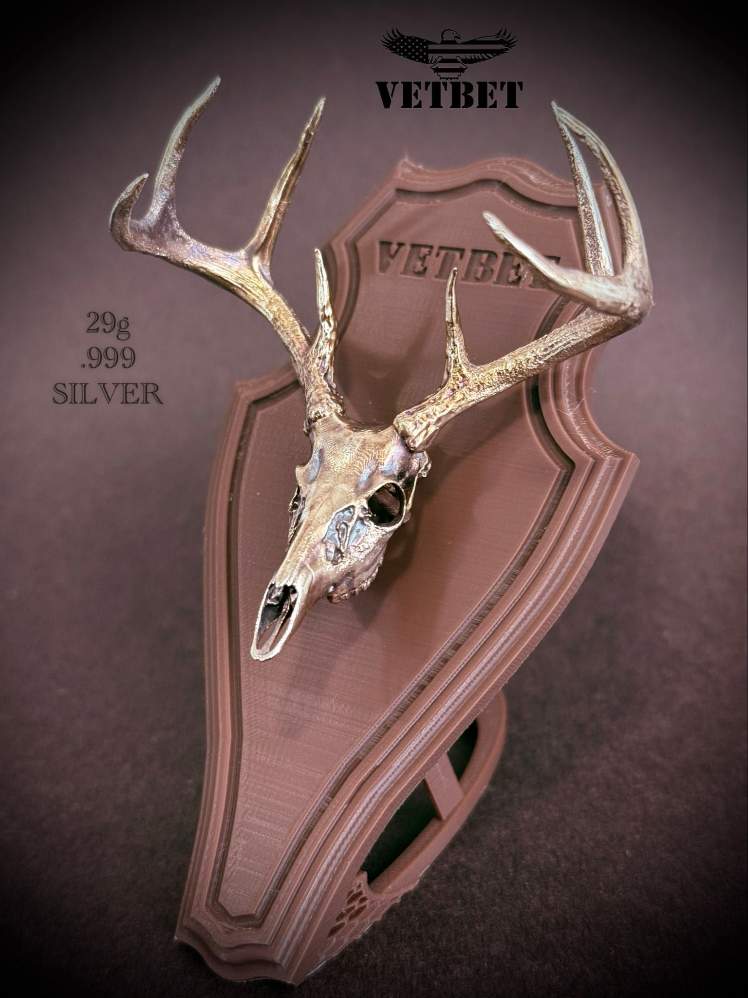 Toned Whitetail Buck Deadhead - .999 Silver