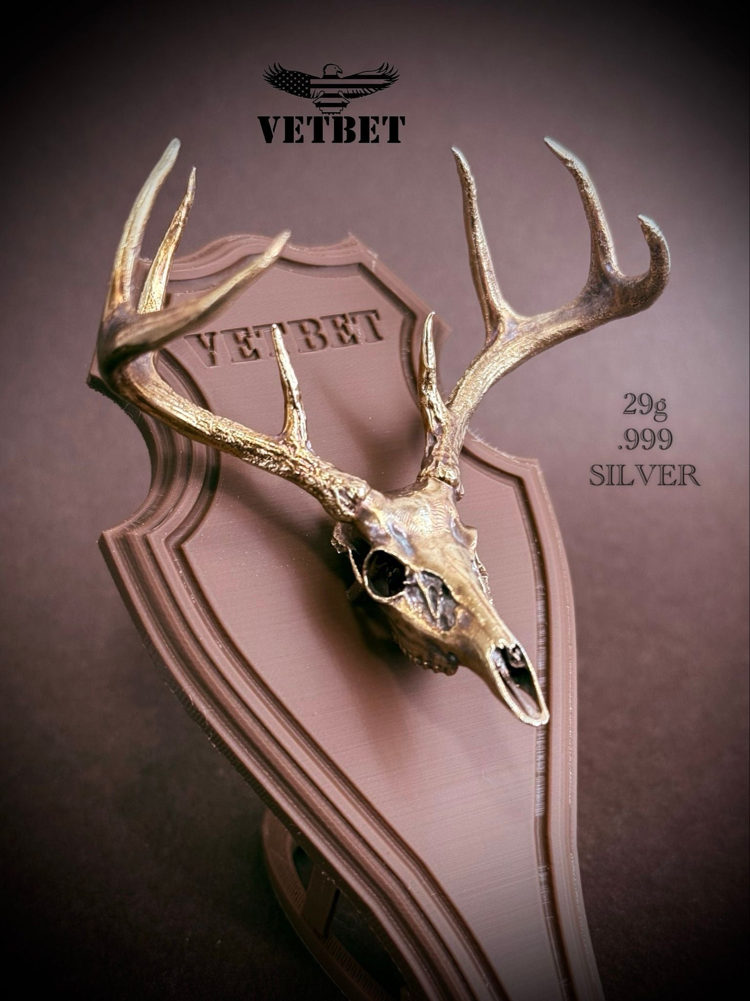 Toned Whitetail Buck Deadhead - .999 Silver
