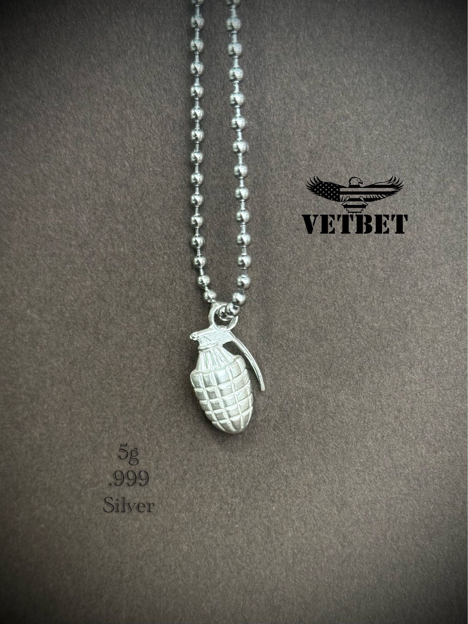 MKII Grenade Necklace - .999 Silver
